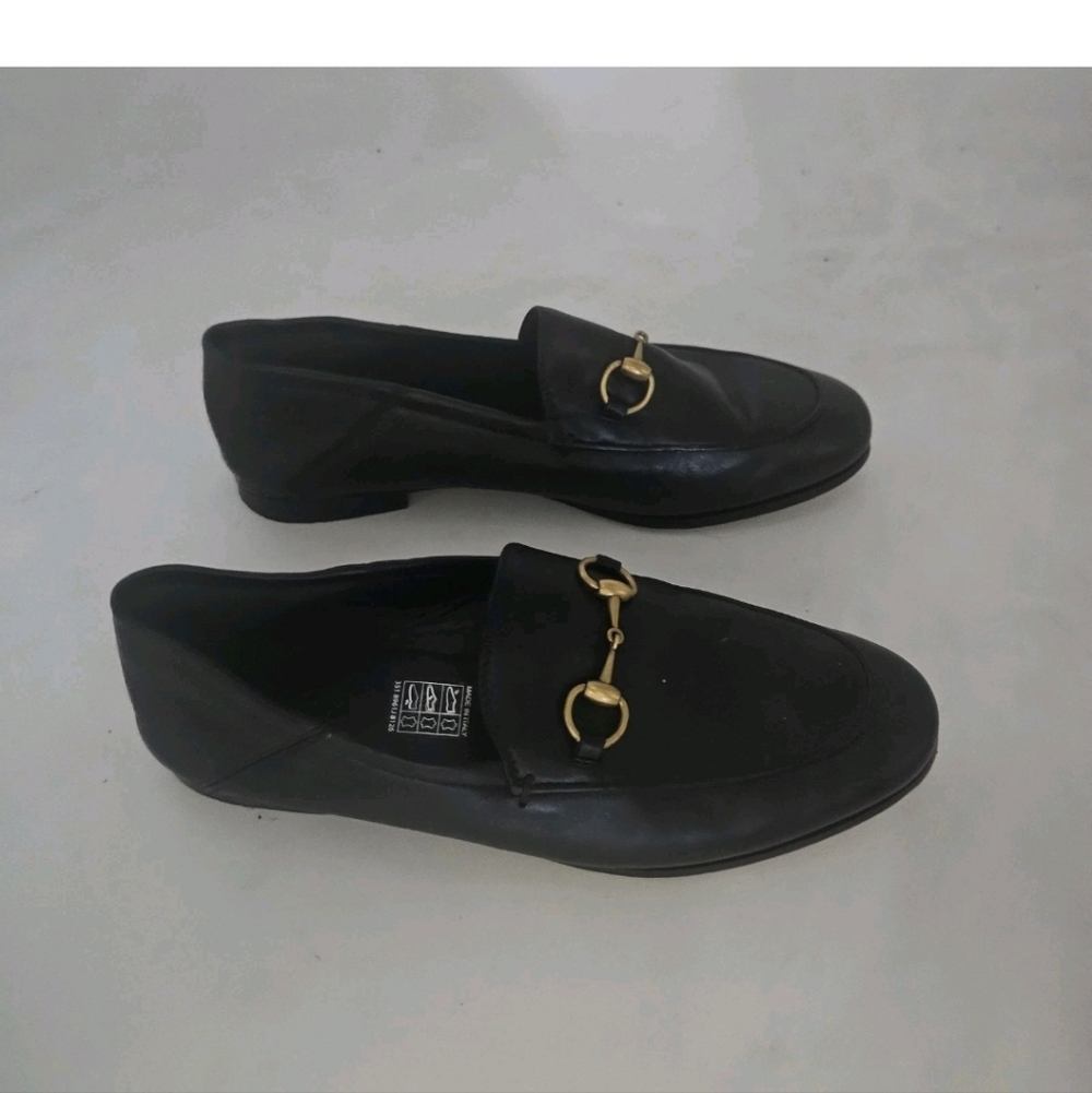 GUCCI Brixton Black Leather Horsebit Loafer Size EU 36.5 US 6.5 Collapsible Heel - Picture 6 of 16